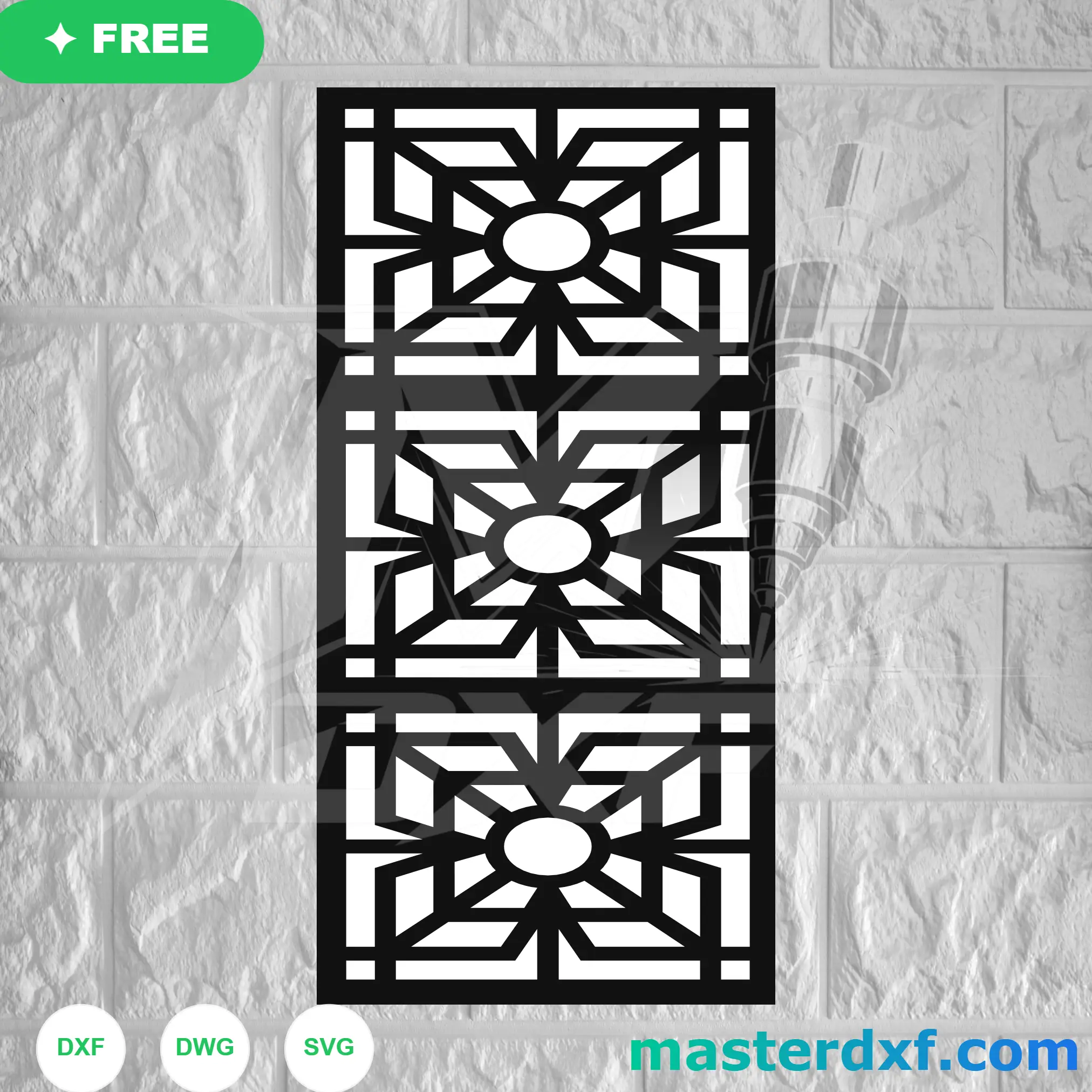 Stacked Star Flower Medallion DXF Panel for Symmetrical Screens DXF File